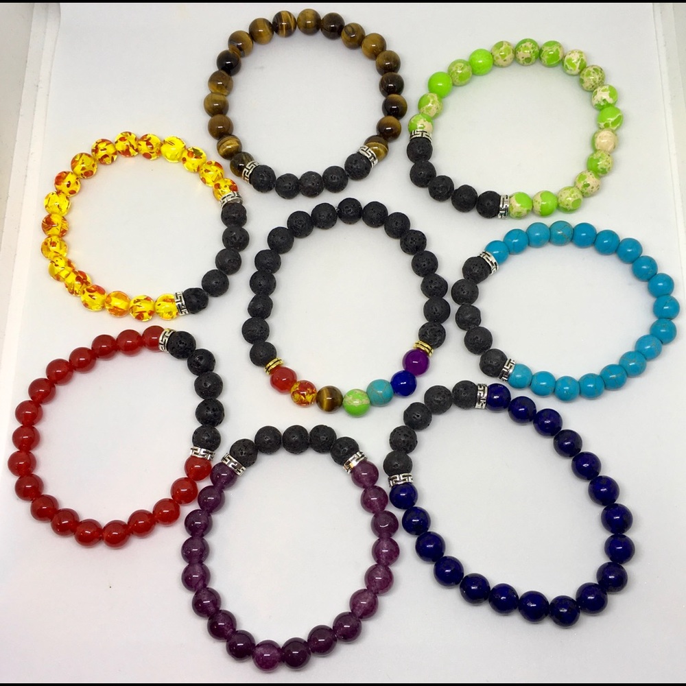 The 7 stone Chakra Lava oil diffuser Bracelet